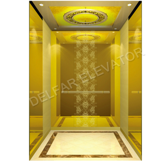 Горячая продажа золотого зеркального дизайна салона пассажирского лифта